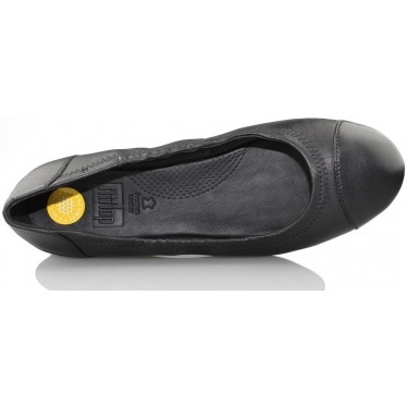 FITFLOP BALLERINA PIEL BAILARINA COMODA DE MUJER color NEGRO