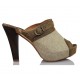 VIENTY ZUECO BIO HEBILLA NATURAL LINO color MARRON