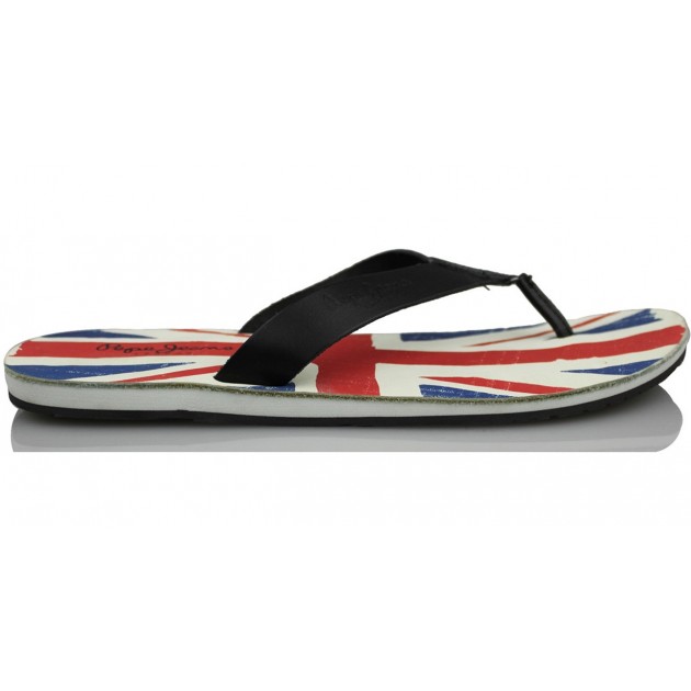 PEPE JEANS MAN THONG LEATHER FLIP FLOP color NEGRO