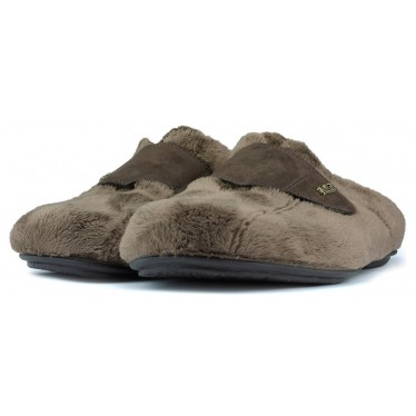 VULLADI intérieur pantoufles velcro homme MARRON