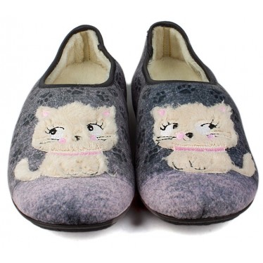 CHAUSSONS DE MAISON VULLADI FEMMES CLOSED KITTENS GRIS