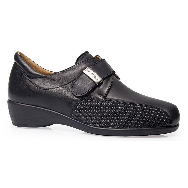 CHAUSSURES EN CUIR VELCRO STRETCH CALZAMEDI W 0678 NEGRO