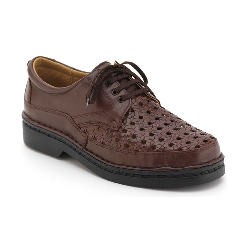 CALZAMEDI chaussures confortables avec velcro cousues à la m MARRON
