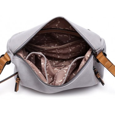 SAC À BANDOULIÈRE ABBACINO À POMPON 80569 GRIS