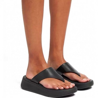 SANDALES FITFLOP FW4 F-MODE LTH PLATEFORME ORTEIL-PO BLACK