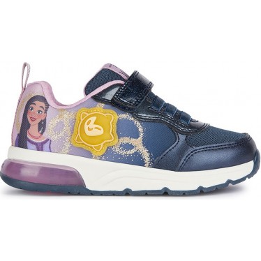 BASKETS GEOX WISH ASHA SPACECLUB J458VA AVEC LUMIÈRE NAVY_LAVENDER