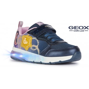 BASKETS GEOX WISH ASHA SPACECLUB J458VA AVEC LUMIÈRE NAVY_LAVENDER