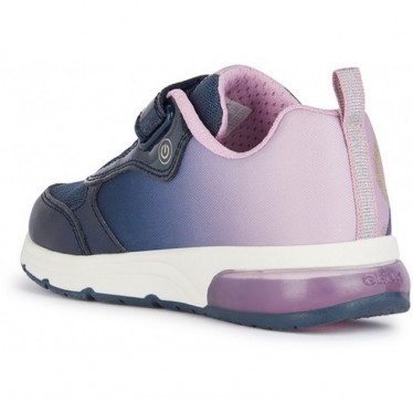BASKETS GEOX WISH ASHA SPACECLUB J458VA AVEC LUMIÈRE NAVY_LAVENDER