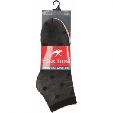 CHAUSSETTES FLEURIES 1011 POIS PACK 3 NEGRO_CREMA