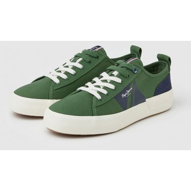 PEPE JEANS SNEAKERS À DRAPEAU ALLEN PMS30903 OLIVE