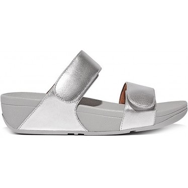 SANDALES FITFLOP FV6 LULU CLAQUETTES EN CUIR RÉGLABLES SILVER