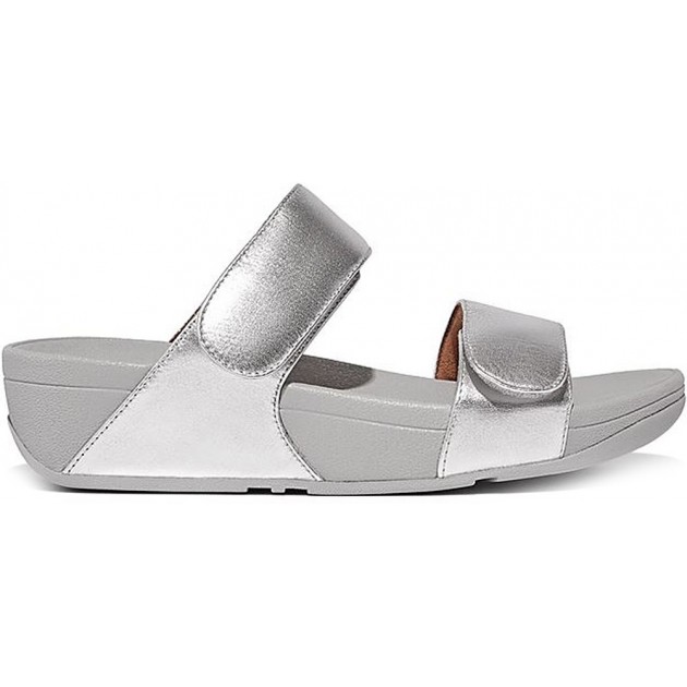 SANDALES FITFLOP FV6 LULU CLAQUETTES EN CUIR RÉGLABLES SILVER