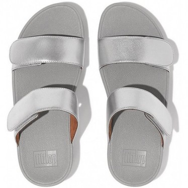 SANDALES FITFLOP FV6 LULU CLAQUETTES EN CUIR RÉGLABLES SILVER