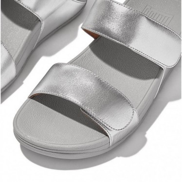 SANDALES FITFLOP FV6 LULU CLAQUETTES EN CUIR RÉGLABLES SILVER