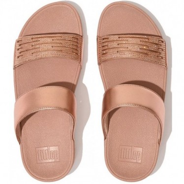 SANDALES FITFLOP LULU LASERCRISTAL LEATH SLIDES EU2 ROSE_GOLD