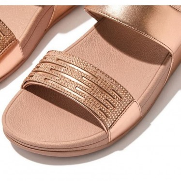 SANDALES FITFLOP LULU LASERCRISTAL LEATH SLIDES EU2 ROSE_GOLD