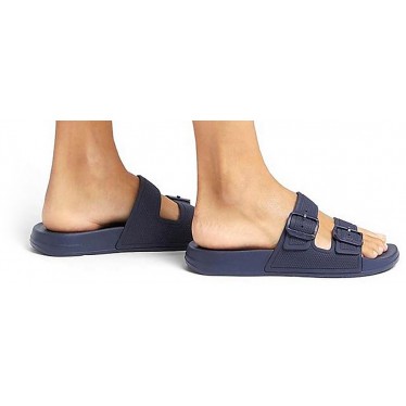 SANDALES FITFLOP IQUSHION GLISSIÈRES À BOUCLE À DEUX BARRES FD2 MIDNIGHT_NAVY