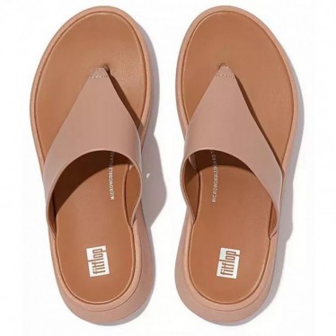 SANDALES FITFLOP FW4 F-MODE LTH PLATEFORME ORTEIL-PO BEIGE