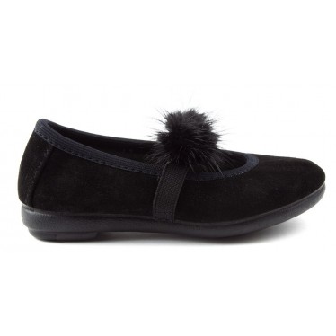 VULLADI BALLERINES PEUT FENDU DAIM POMPONS 1405 NEGRO