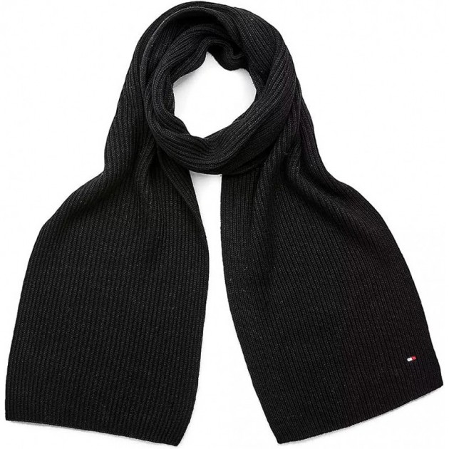 ÉCHARPE EN TRICOT ESSENTIELLE TOMMY HILFIGER NEGRO ÉCHARPE EN TRICOT ESSENTIELLE TOMMY HILFIGER NEGRO