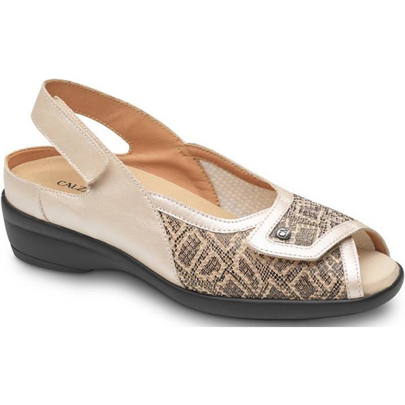 SANDALES ORTHOPÉDIQUES CALZAMEDI 0800 AVEC BOUT ÉLASTIQUE BEIGE