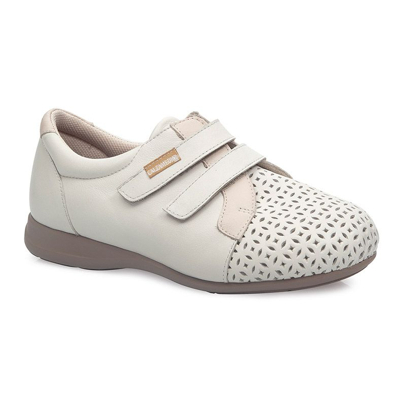CALZAMEDI DOUBLE CHAUSSURE VELCRO CONFORTABLE BEIGE