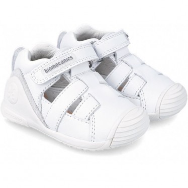 SANDALES EN CUIR PREMIERS PAS BIOMÉCANIQUE 222140 BLANCO