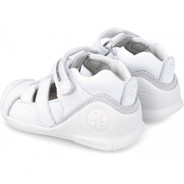 SANDALES EN CUIR PREMIERS PAS BIOMÉCANIQUE 222140 BLANCO