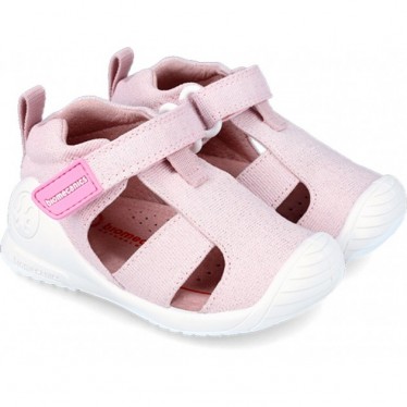 SANDALE PREMIERS PAS BIOMÉCANIQUE 242189 MÉTALLIQUE ROSA