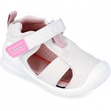 SANDALE PREMIERS PAS BIOMÉCANIQUE 242189 MÉTALLIQUE BLANCO