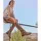 Bottes hautes pour femmes par PEDRO MIRALLES 28161 en daim extensible TAUPE