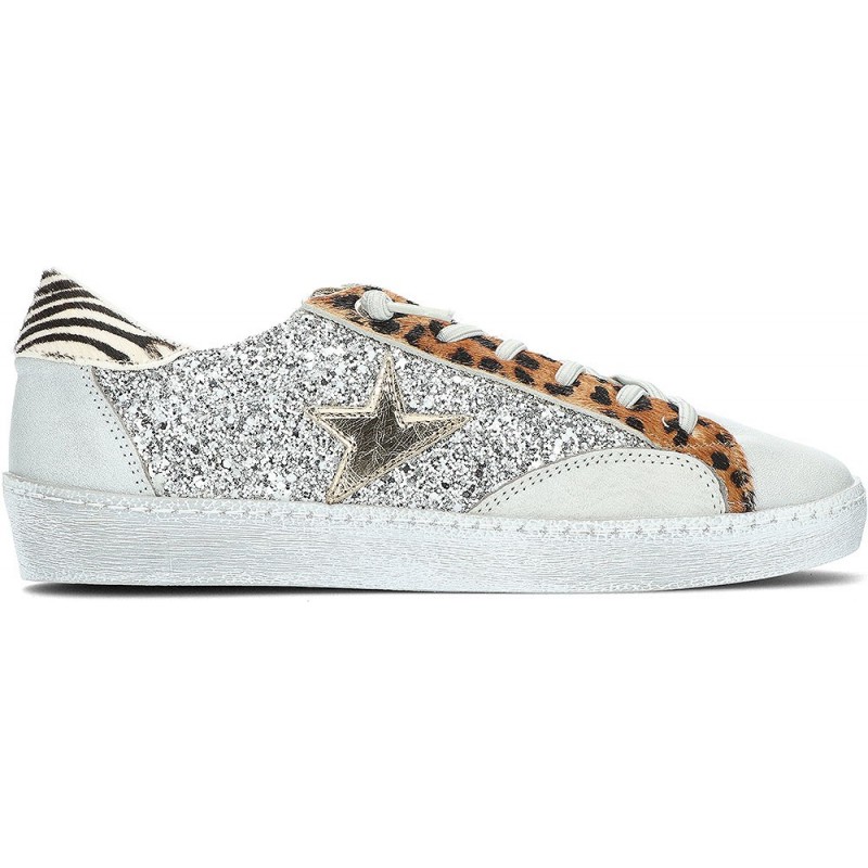 Baskets femme pailletées Cetti C-1342 BLANCO