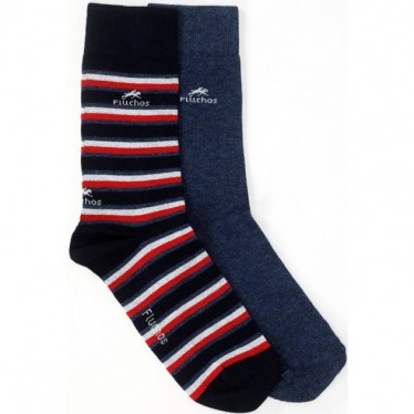 CHAUSSETTES LONGUES FLEURIES CA0009 NAVY_RED