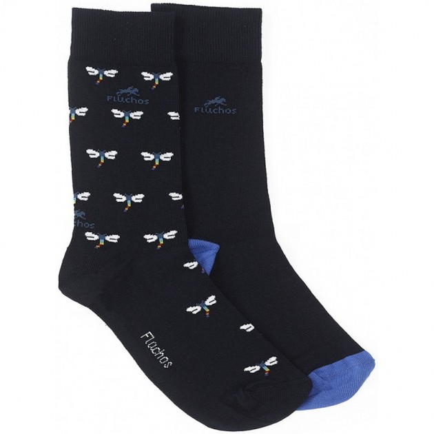 CHAUSSETTES LONGUES FLEURIES CA0009 NAVY