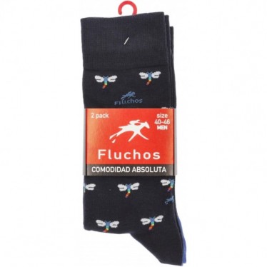 CHAUSSETTES LONGUES FLEURIES CA0009 NAVY