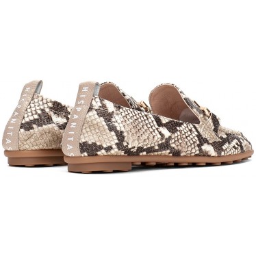 Hispanitas HV254027 Mocassins femme Bombay SNAKE_TAUPE_C003