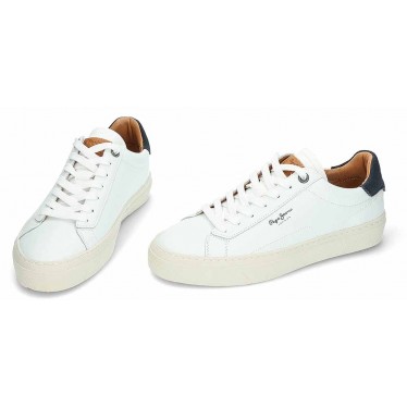 Baskets en cuir Pepe Jeans pour homme PMS30930 WHITE