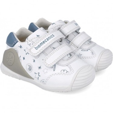 Chaussures de sport imprimées Biomecanics 252115 pour garçons BLANCO_INDIGO_B834