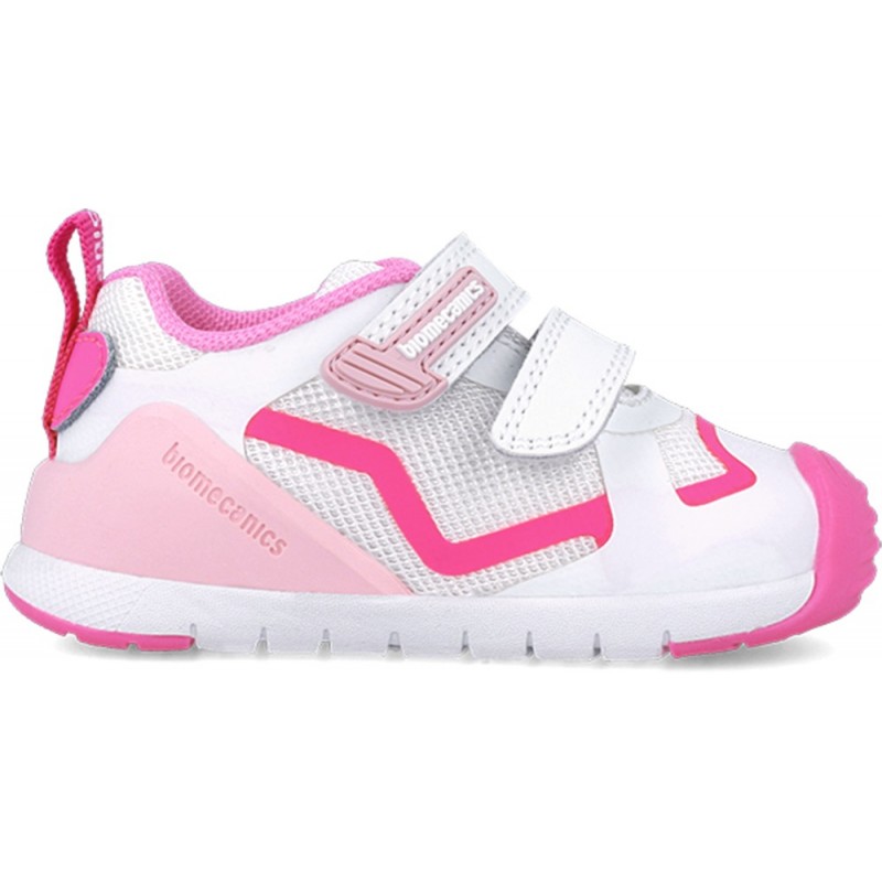 Baskets BIOMECANICS pour fille Premiers pas 252133 BLANCO_FUCSIA_D304