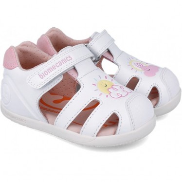 Sandales pour filles jumelles Biomecanics 252166 BLANCO_ROSA_D113