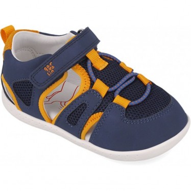 Sandale respectueuse en maille souple Garvalin 252336 pour garçons AZUL_NARANJA_A056