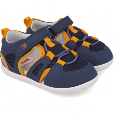 Sandale respectueuse en maille souple Garvalin 252336 pour garçons AZUL_NARANJA_A056