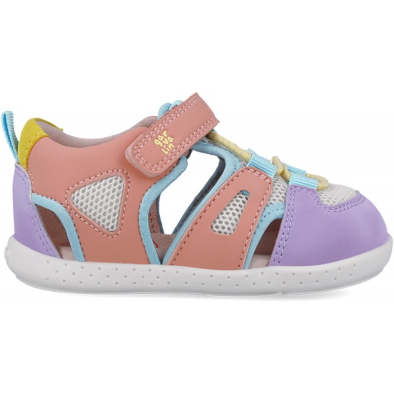 Sandales Garvalin 252336 en maille souple pour filles BLANCO_LILA_D661