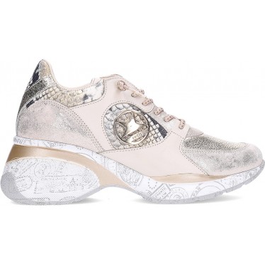Baskets pour femmes Cetti C-1376 Imprimé métal et animal CHAMPAGNE