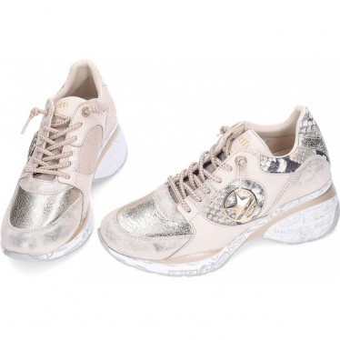 Baskets pour femmes Cetti C-1376 Imprimé métal et animal CHAMPAGNE