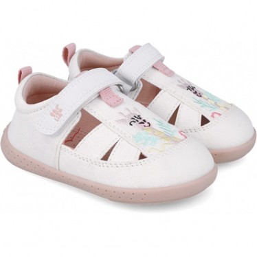 Sandales Garvalin 252346 Girafe en toile respectueuses pour filles BLANCO_C050