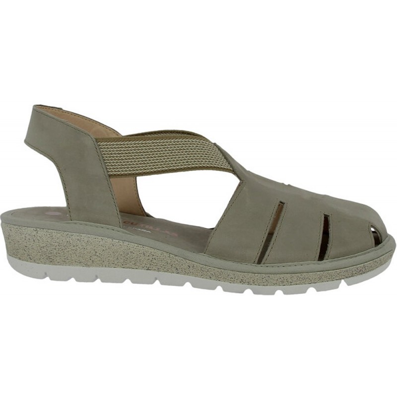 Sandale crabe pour femme Doctor Cutillas 35336 avec élastiques TAUPE