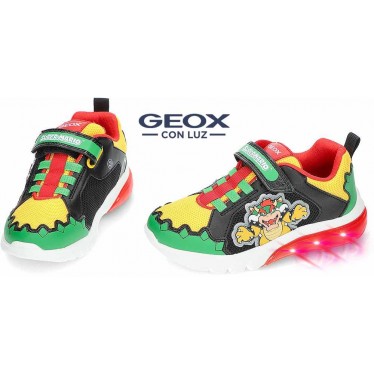 Baskets lumineuses pour enfants GEOX Cyberdrone Bowser J55LBE GREEN_RED