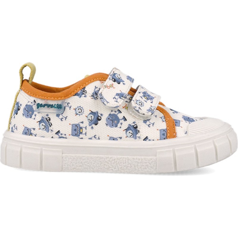 Chaussures de sport respectueuses en toile imprimée Garvalin 252382 pour garçons BLANCO_A050